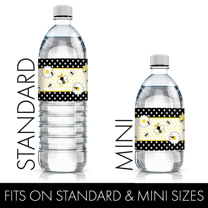 Bumble Bee: Baby Shower - Water Bottle Labels - 24 Stickers - Distinctivs Party
