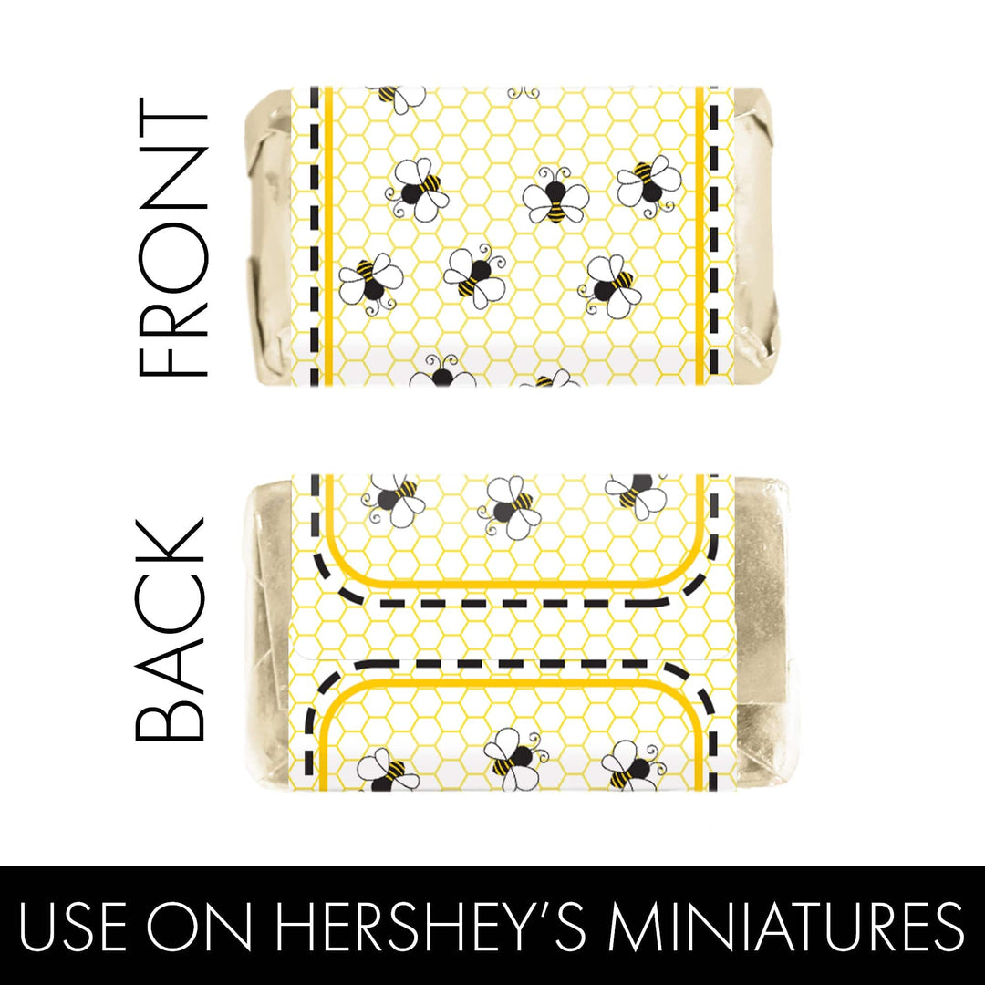 Bumble Bee: Gender Reveal Party - Mini Candy Bar Stickers - What Will Baby Bee - 42 Stickers - Distinctivs Party