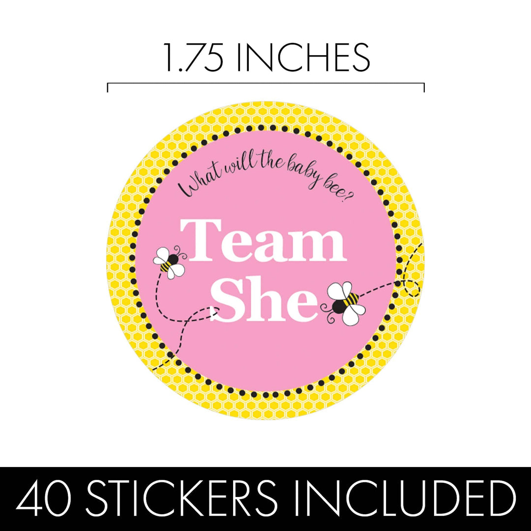 Bumble Bee: Gender Reveal Party - What Will Baby Bee Stickers -  Team She or He - 40 Stickers - Distinctivs Party
