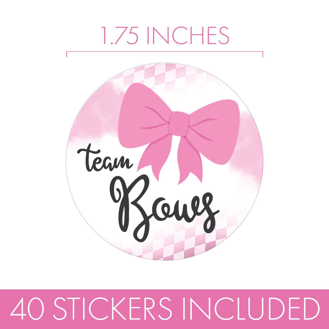 Burnouts or Bows: Gender Reveal Party - Team Bows or Team Burnouts - 40 Stickers - Distinctivs Party