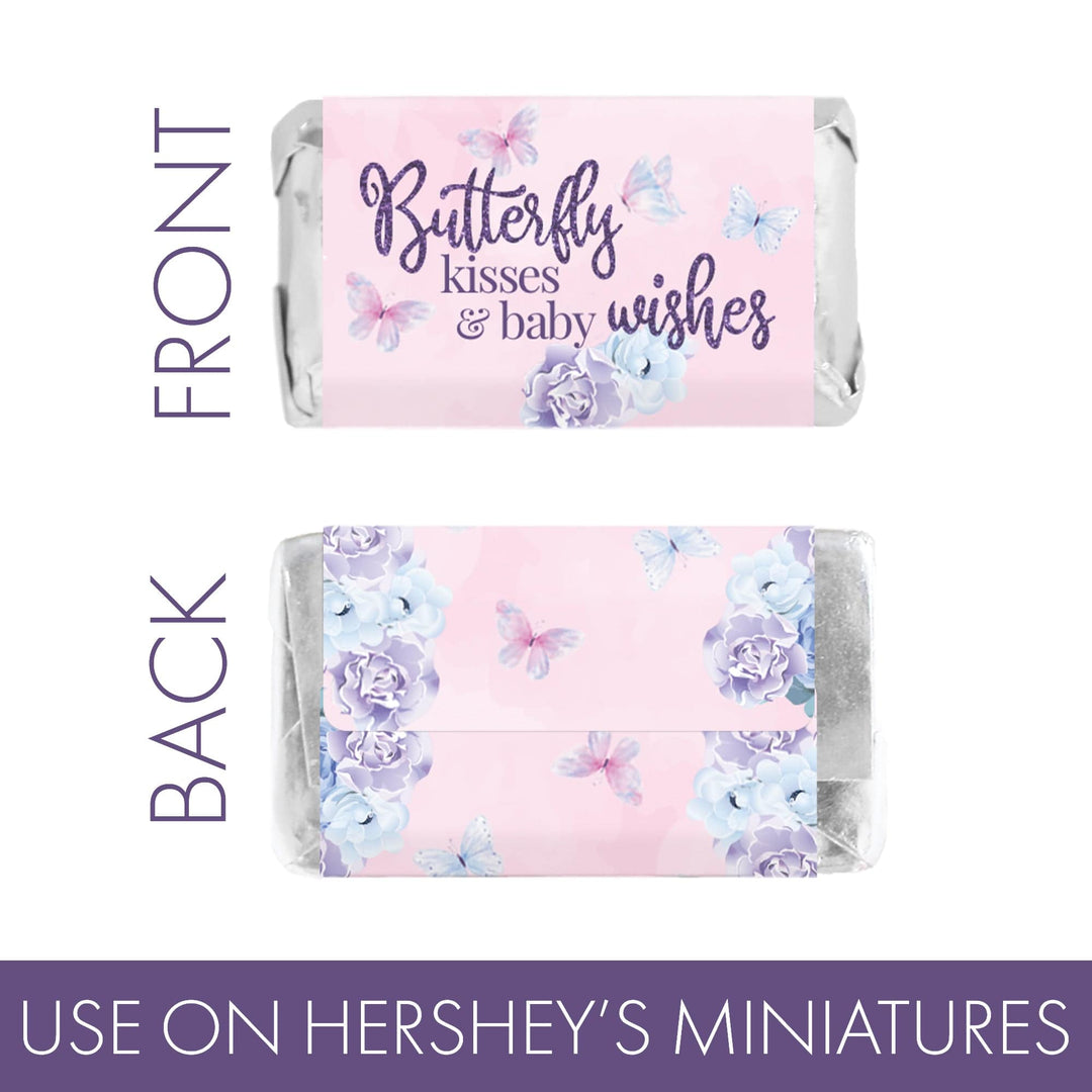 Butterfly: Baby Shower - Mini Candy Bar Wrappers - Spring -  45 Stickers - Distinctivs Party