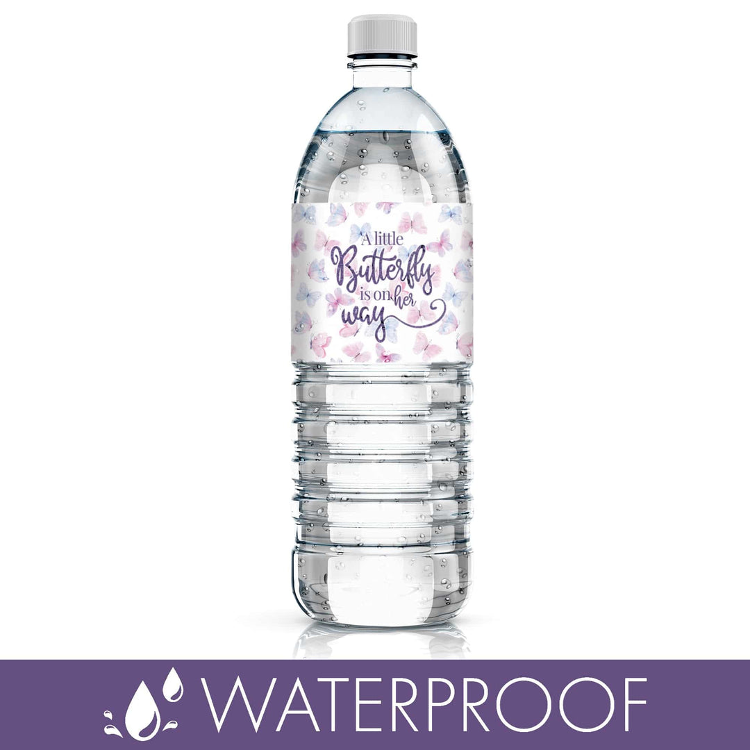 Butterfly: Baby Shower - Water Bottle Labels - Spring - 20 Stickers - Distinctivs Party
