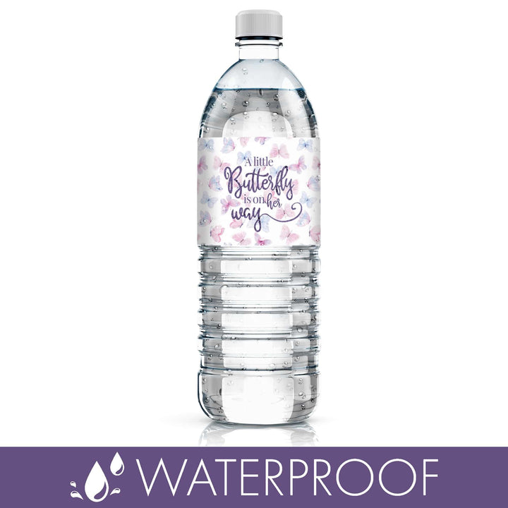 Butterfly: Baby Shower - Water Bottle Labels - Spring - 20 Stickers - Distinctivs Party