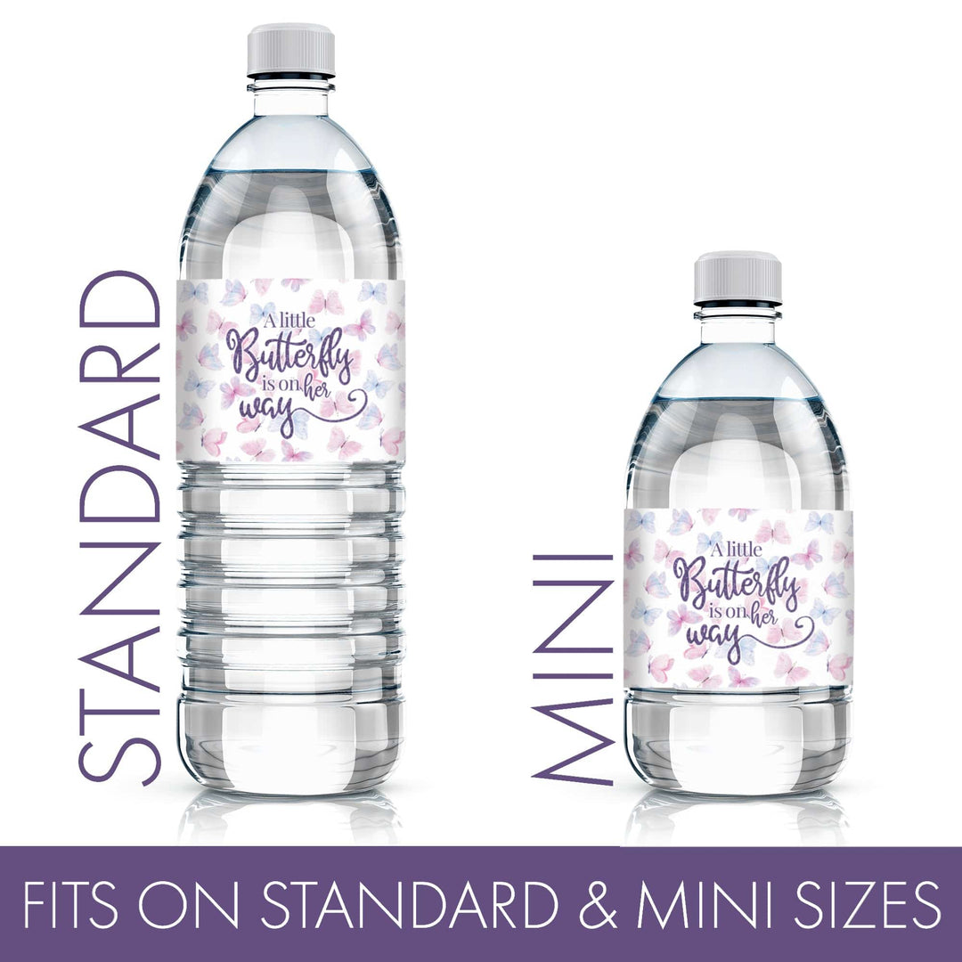 Butterfly: Baby Shower - Water Bottle Labels - Spring - 20 Stickers - Distinctivs Party