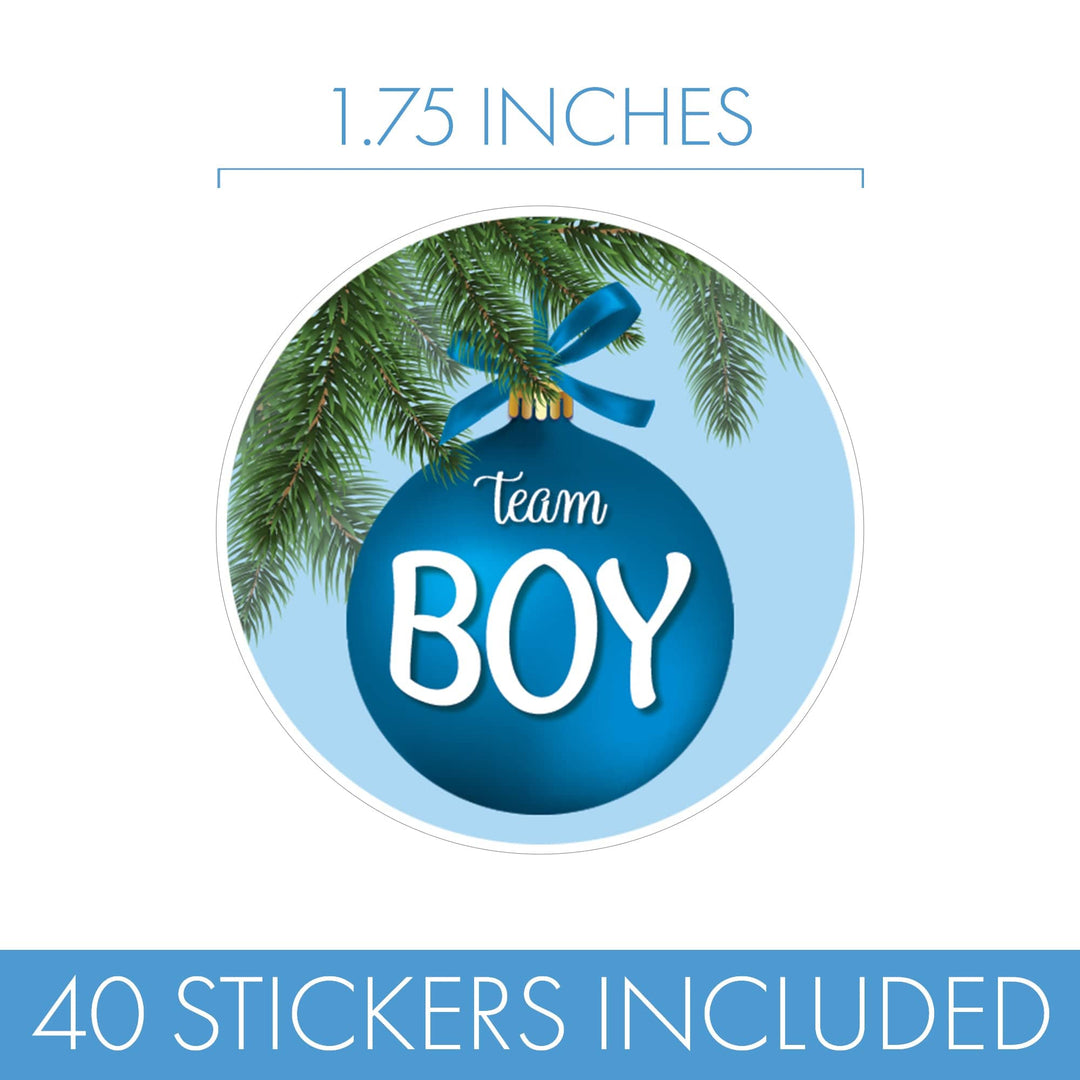 Christmas Ornament: Gender Reveal Party -Team Boy or Girl- 40 Stickers - Distinctivs Party