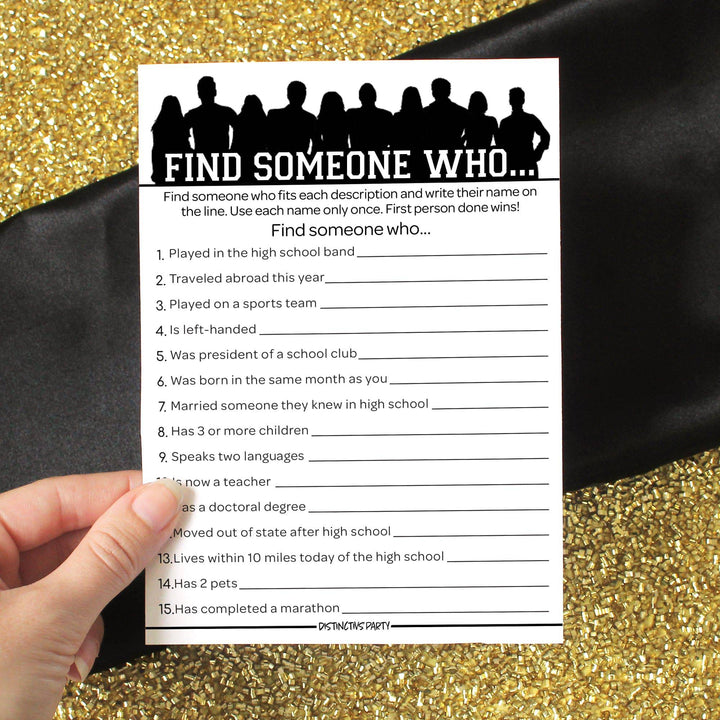 Class Reunion: Party Game Bundle - Class Trivia, Dice Breaker, Find Someone Who & Admin Memory - 4 Games for 20 Players - 40 Dual Sided Cards - Distinctivs Party