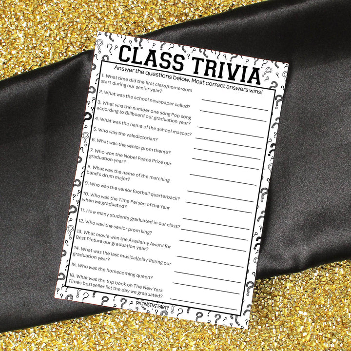 Class Reunion: Party Game Bundle - Class Trivia, Dice Breaker, Find Someone Who & Admin Memory - 4 Games for 20 Players - 40 Dual Sided Cards - Distinctivs Party