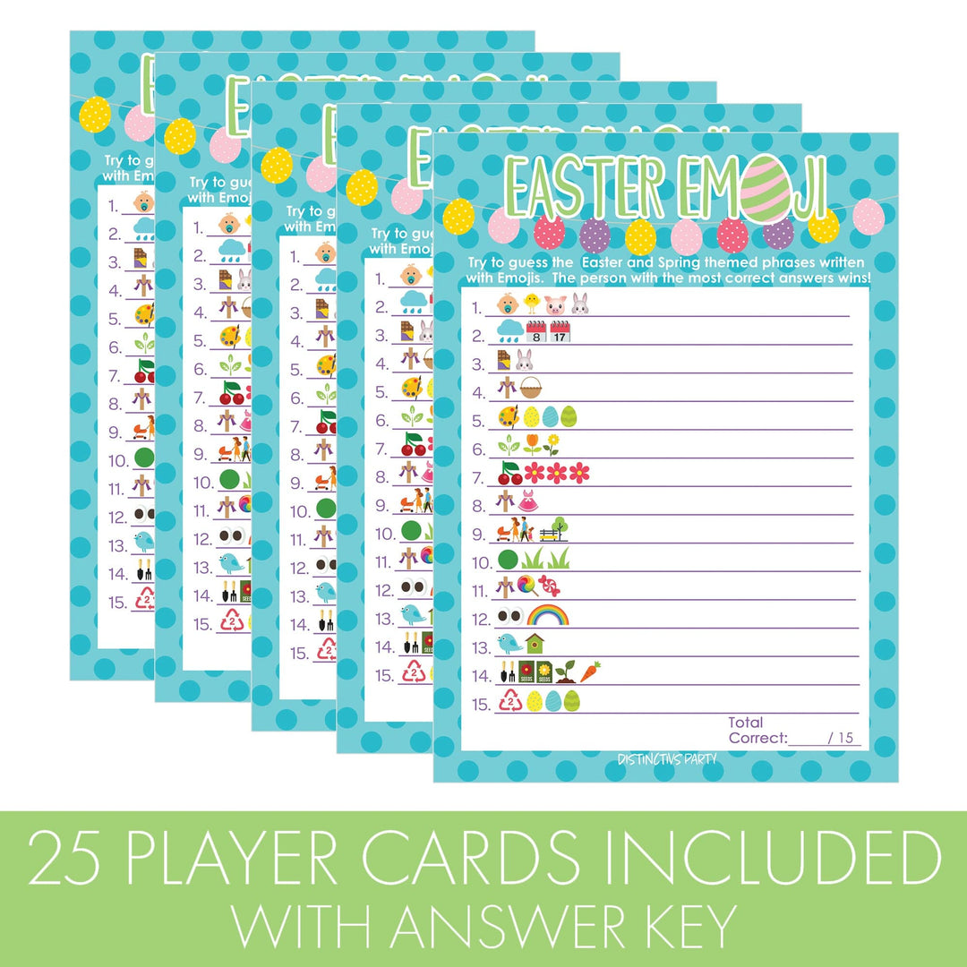 Easter Party Game: Emoji Game - Classroom Party - 25 Cards - Distinctivs Party