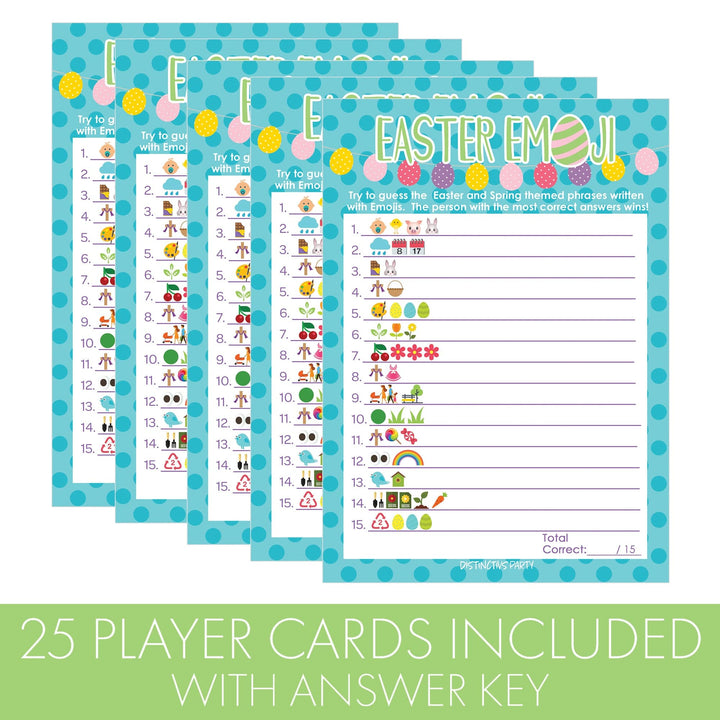 Easter Party Game: Emoji Game - Classroom Party - 25 Cards - Distinctivs Party