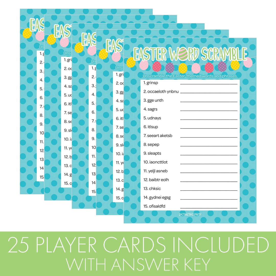 Easter Party Game: Word Scramble  - Classroom Party Game - 25 Cards - Distinctivs Party