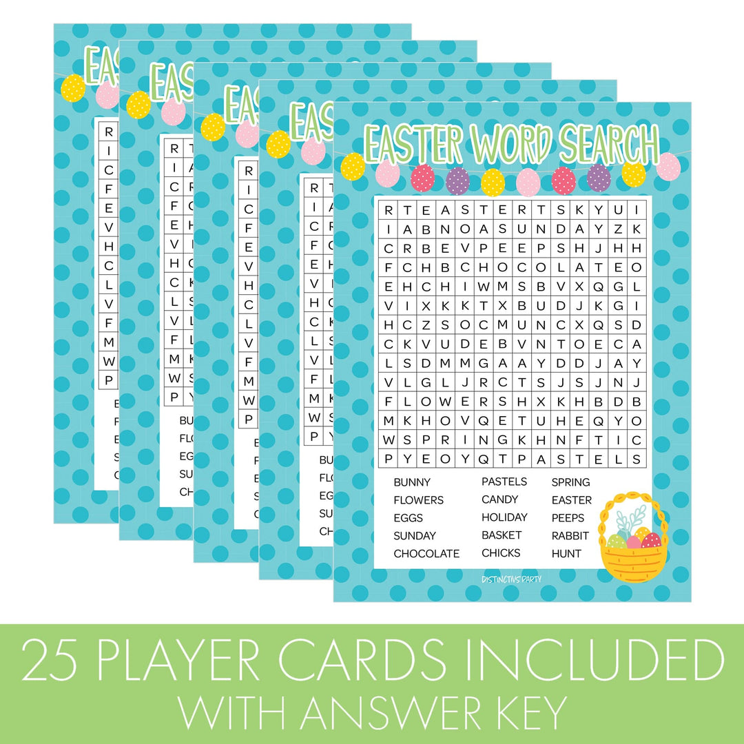 Easter Party Game: Word Search - Classroom Party Game - 25 Cards - Distinctivs Party