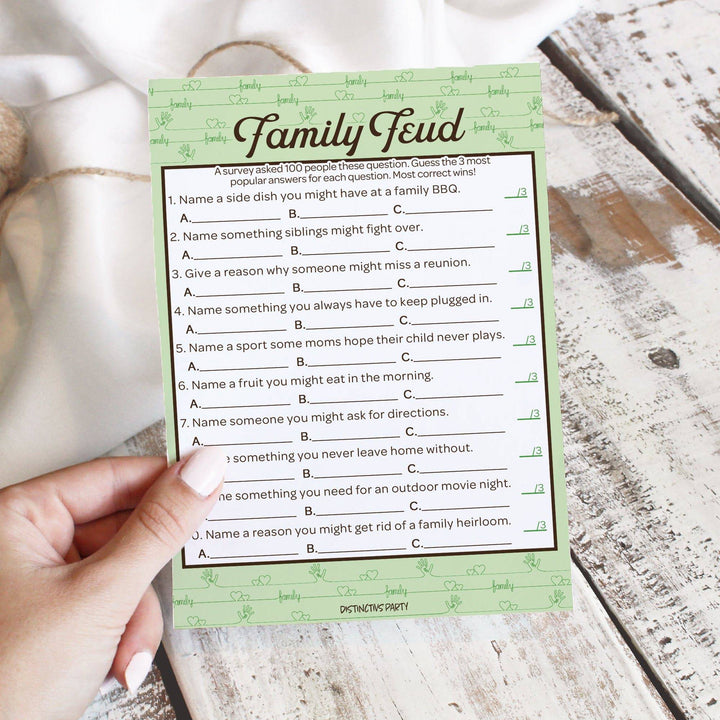 Family Reunion: Party Game Bundle - Family Trivia, Most Likely To, Family Feud & Find the Family Member - 4 Games for 20 Players - 40 Dual Sided Cards - Distinctivs Party