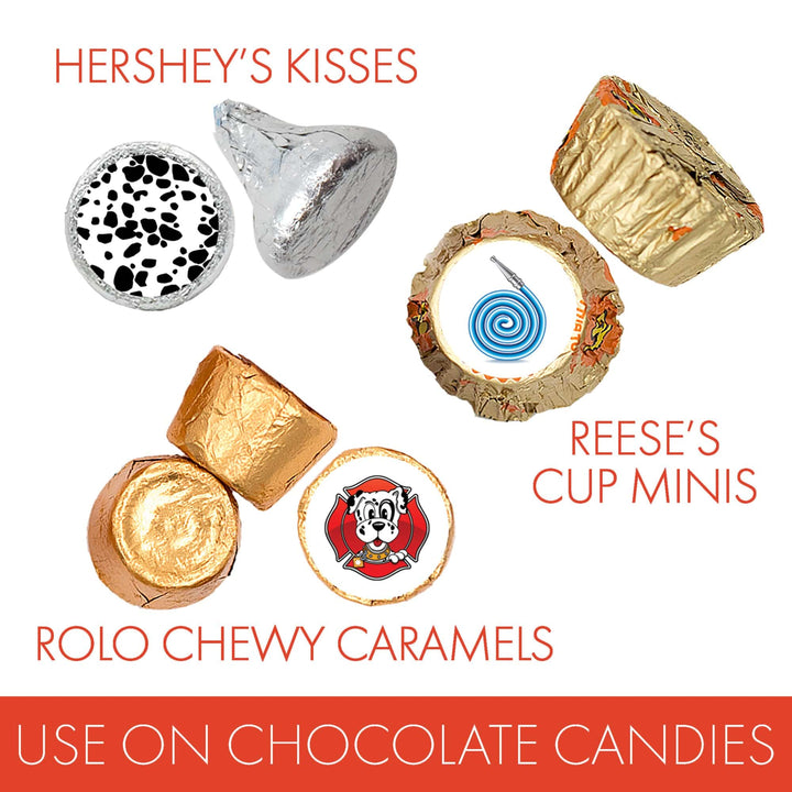 Firefighter - Kid's Birthday - Party Favor Stickers - Fits on Hershey's Kisses - 180 Stickers - Distinctivs Party