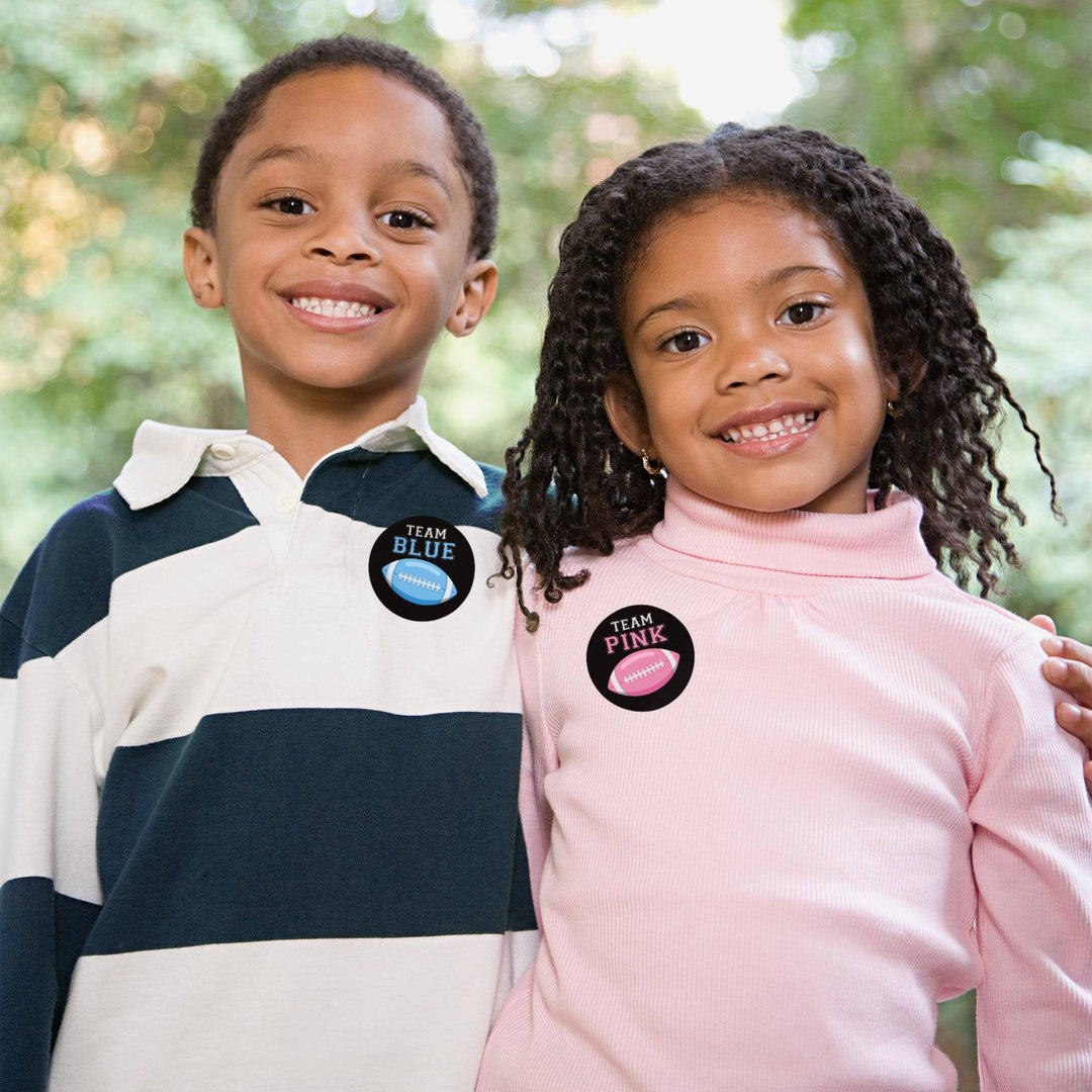 Football: Gender Reveal Party - Pink or Blue  - 40 Stickers - Distinctivs Party