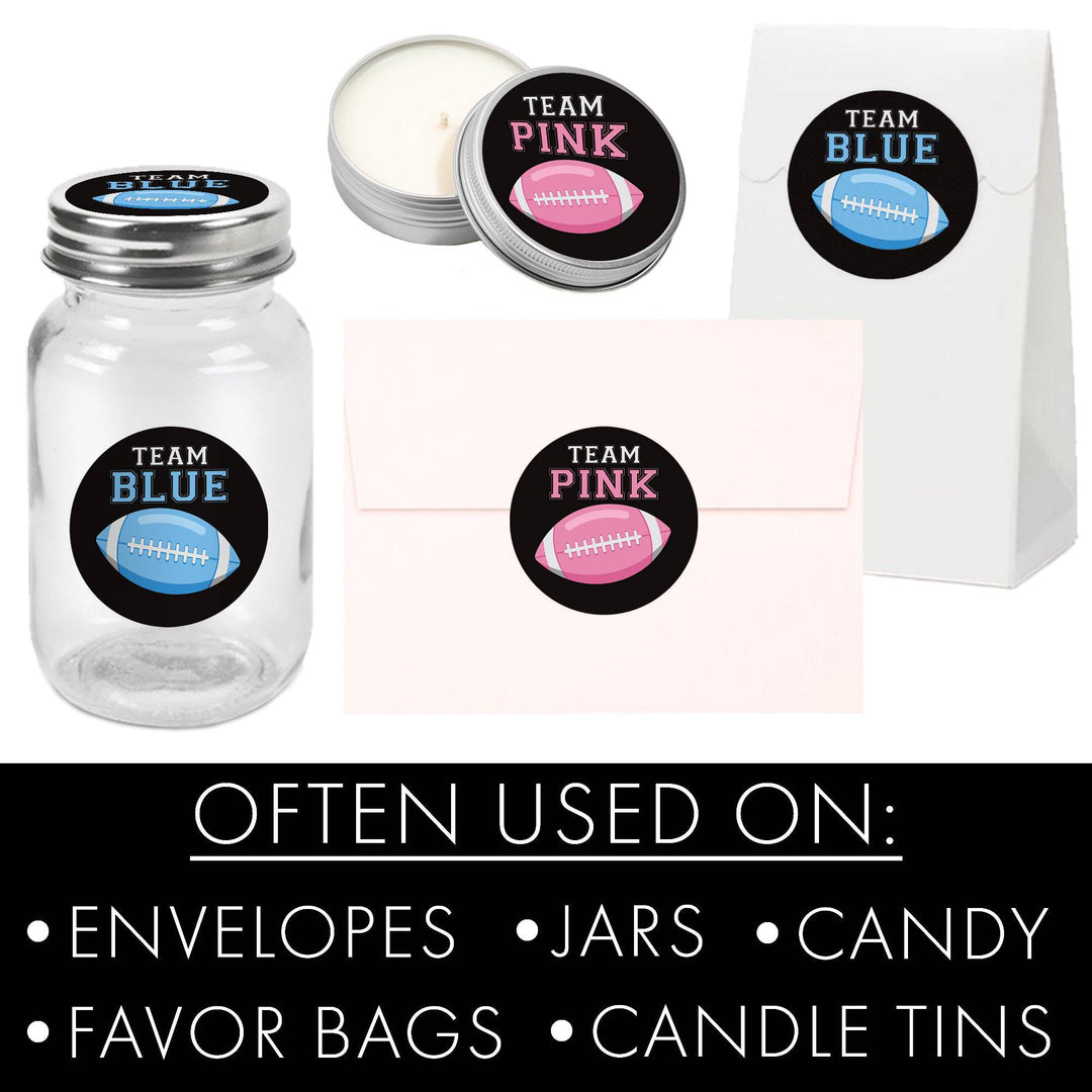 Football: Gender Reveal Party - Pink or Blue  - 40 Stickers - Distinctivs Party