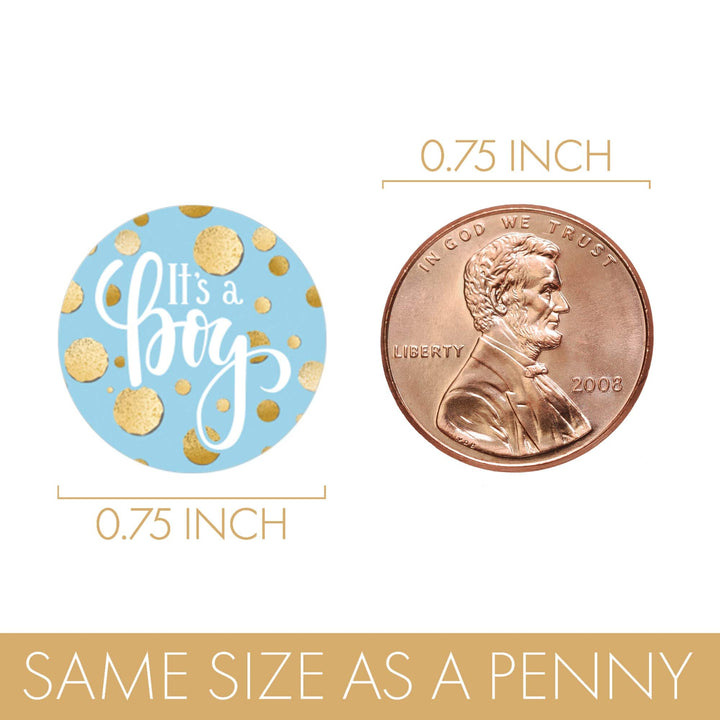 Gold Confetti: Blue - It's a Boy Baby Shower - Favor Stickers - Fits on Hershey's Kisses - 180 Stickers - Distinctivs Party
