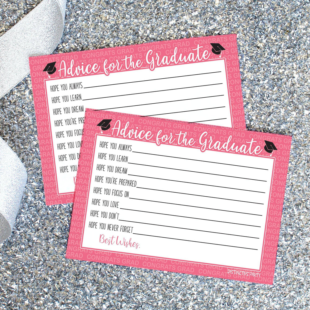 Graduation Class of 2025: Graduation Advice Cards – 16 Colors - 25 Cards - Distinctivs Party