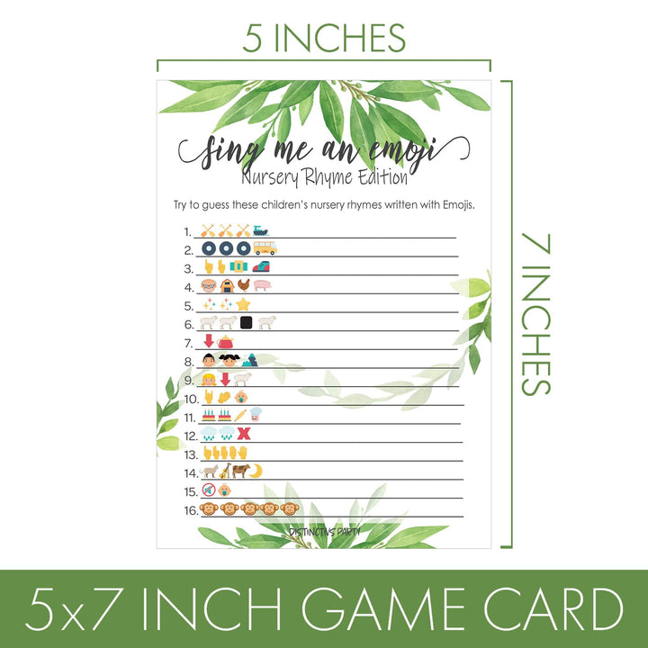 Greenery:  Baby Shower Emoji Game Cards - 20 Cards - Distinctivs Party