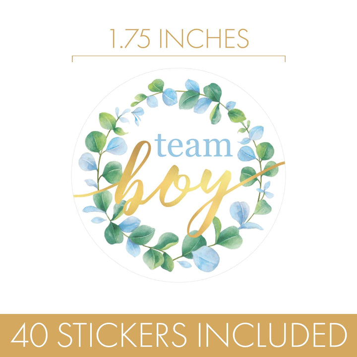 Greenery: Gender Reveal Party Stickers - Team He or Team She Voting Stickers - 40 Stickers - Distinctivs Party
