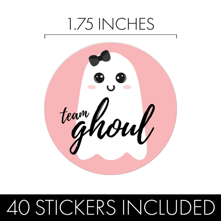 Halloween Baby Gender Reveal Party: Little Boo - Fall Blue Team Boo-y or Pink Team Ghoul Voting Stickers - 40 Stickers - Distinctivs Party