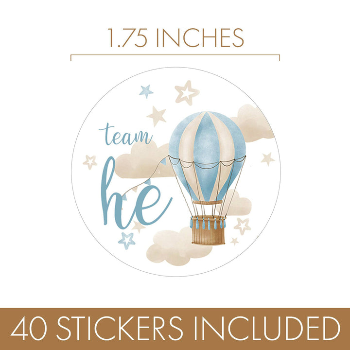 Hot Air Balloon: Gender Reveal Party - He or She  - 40 Stickers - Distinctivs Party