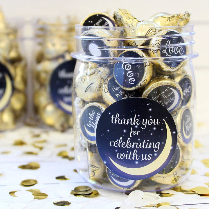 I Love You to the Moon and Back: Baby Shower, Bridal Shower, Wedding - Thank You Favor Labels - 40 Stickers - Distinctivs Party