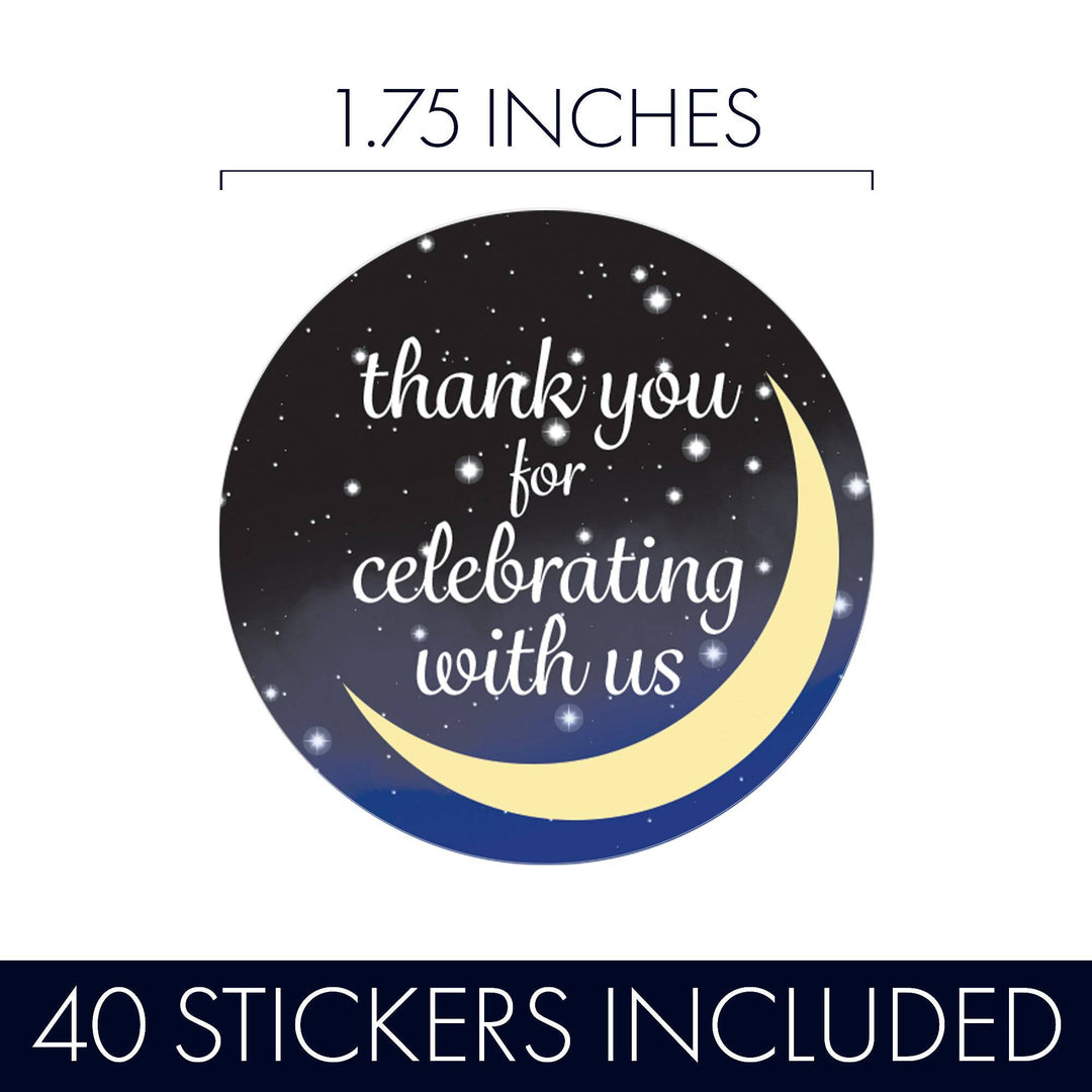 I Love You to the Moon and Back: Baby Shower, Bridal Shower, Wedding - Thank You Favor Labels - 40 Stickers - Distinctivs Party