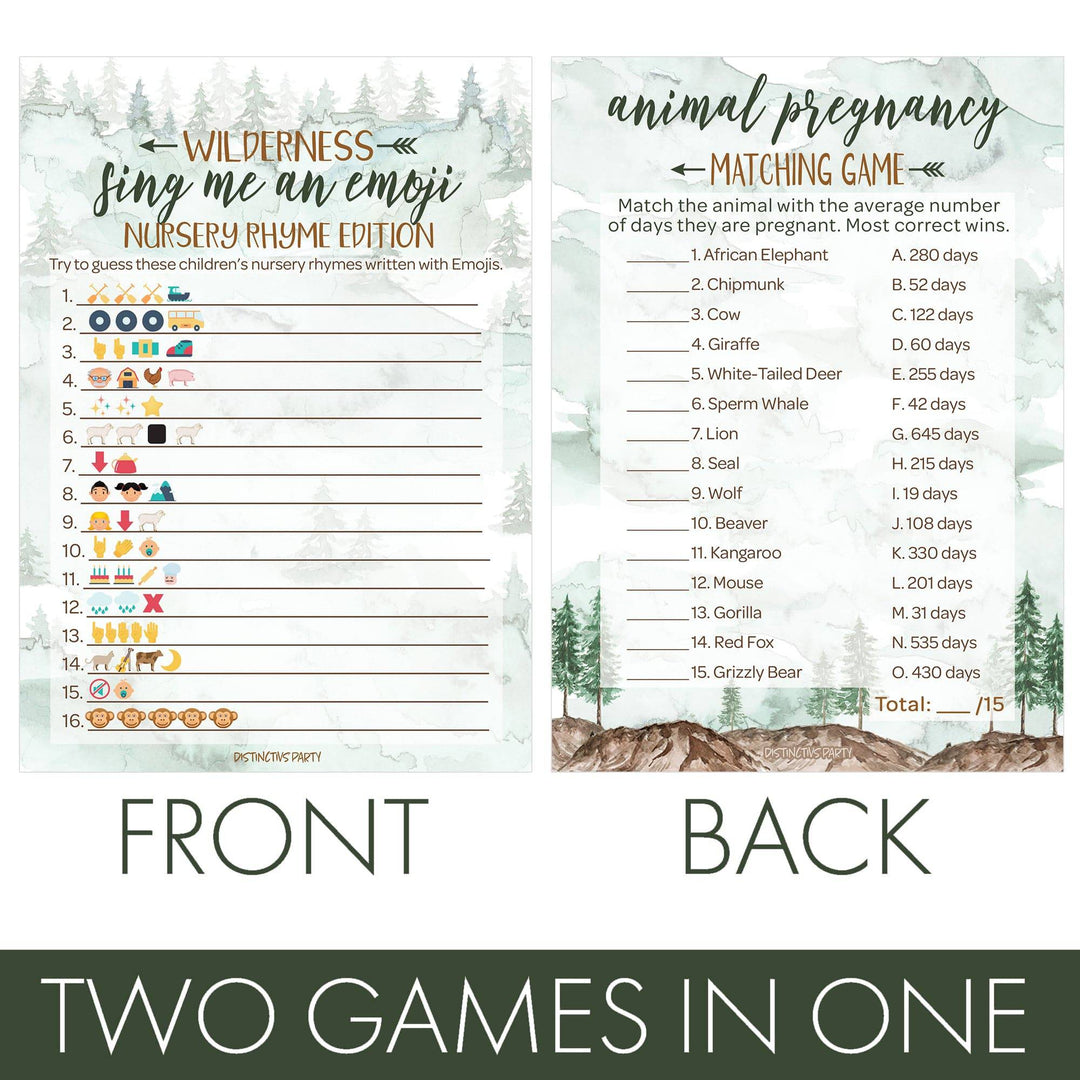 Little Adventurer: Baby Shower Game - Sing Me An Emoji and Animal Pregnancy Match - Two Game Bundle - 20 Dual Sided Cards - Distinctivs Party