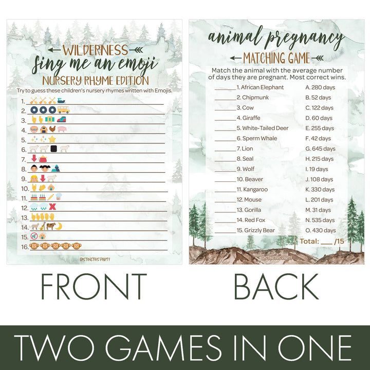Little Adventurer: Baby Shower Game - Sing Me An Emoji and Animal Pregnancy Match - Two Game Bundle - 20 Dual Sided Cards - Distinctivs Party
