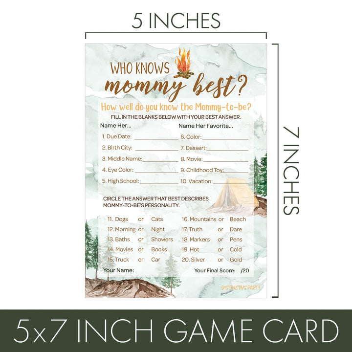 Little Adventurer: Baby Shower Game - Word Search and Who Knows Mommy Best - Two Game Bundle - 20 Dual Sided Cards - Distinctivs Party