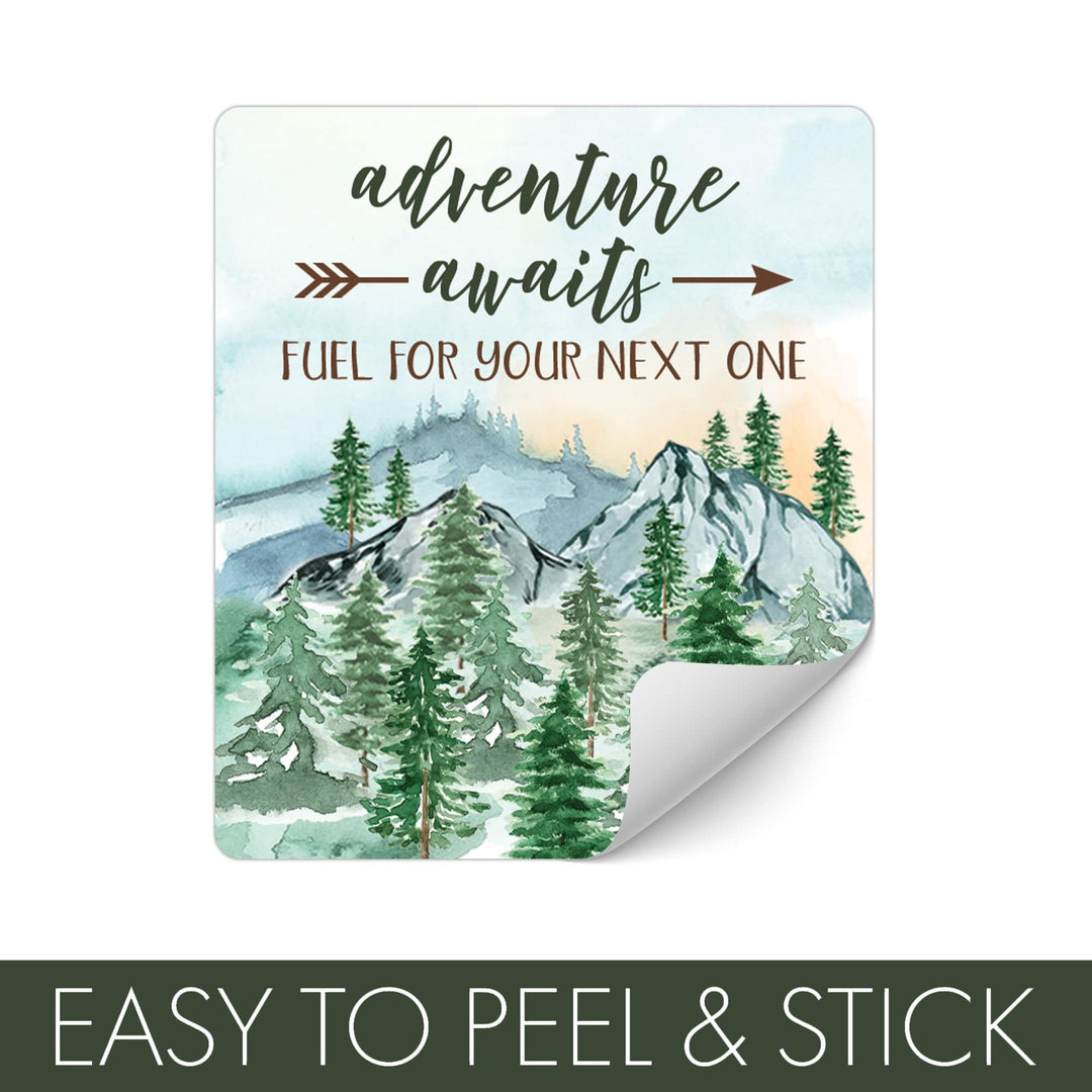 Little Adventurer Baby Shower Party Favor Trail Mix Bag Stickers | National Park Party Favors, Mountain Baby Theme Snack Bag Chip Labels - Distinctivs Party