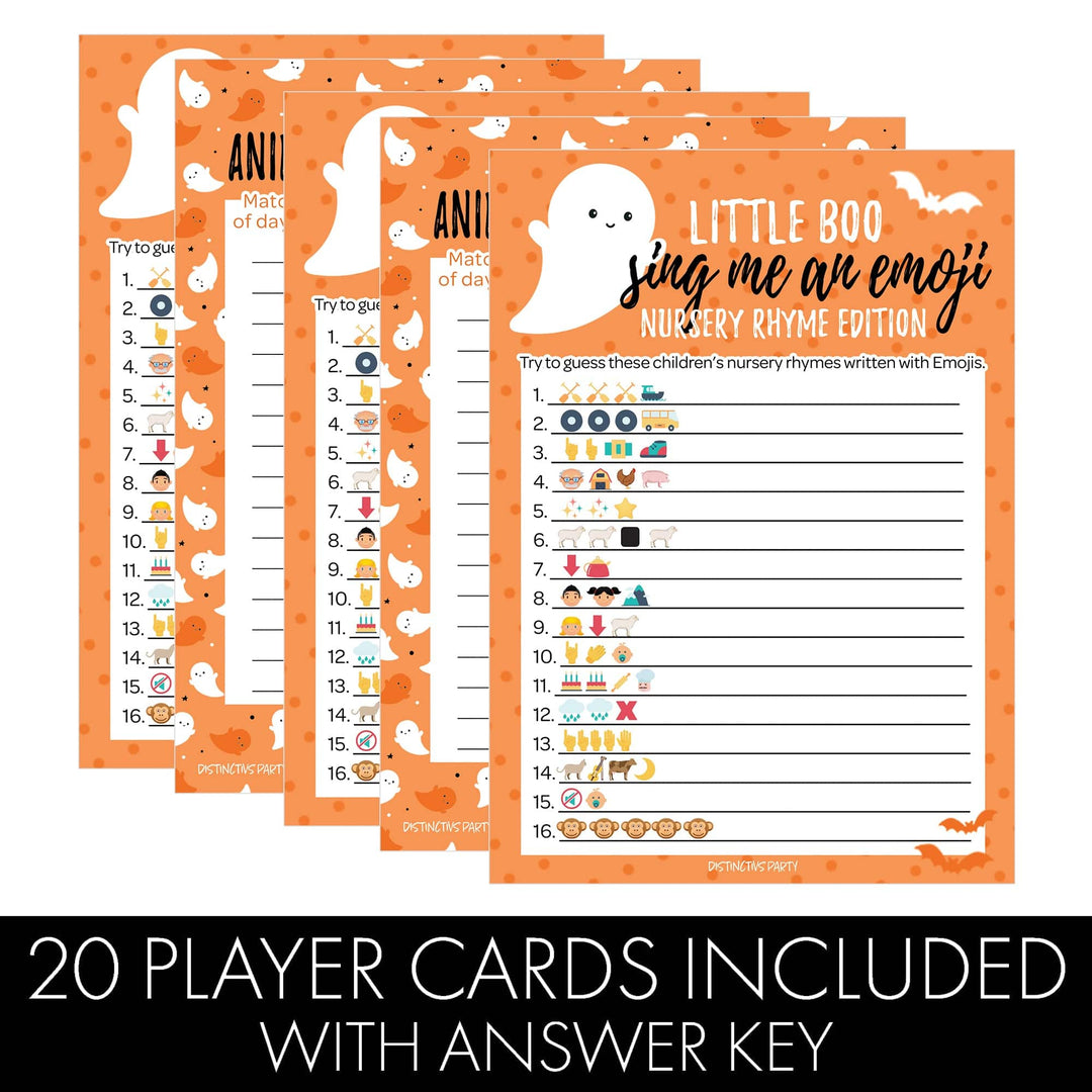 Little Boo: Orange - Baby Shower Game - Fall Sing Me An Emoji and Animal Pregnancy Match - Two Game Bundle - 20 Dual Sided Cards - Distinctivs Party