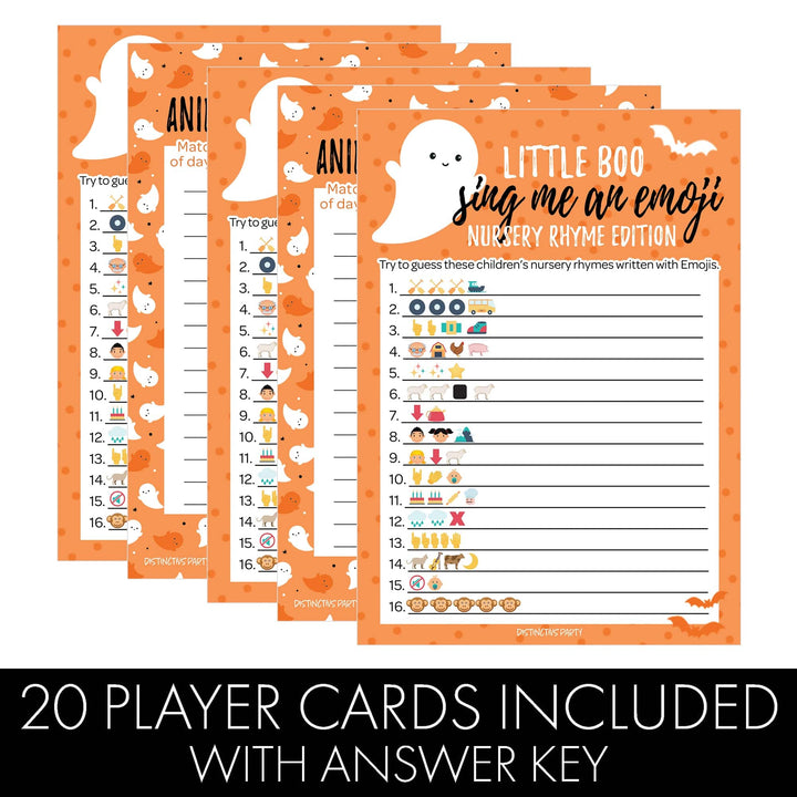 Little Boo: Orange - Baby Shower Game - Fall Sing Me An Emoji and Animal Pregnancy Match - Two Game Bundle - 20 Dual Sided Cards - Distinctivs Party