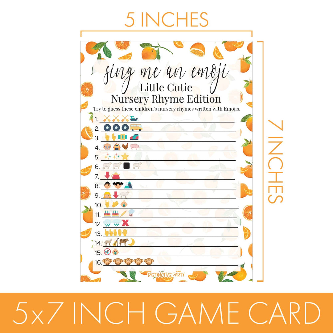 Little Cutie: Baby Shower Game - Guess the Nursery Rhyme Emoji Game Cards - 20 count - Distinctivs Party