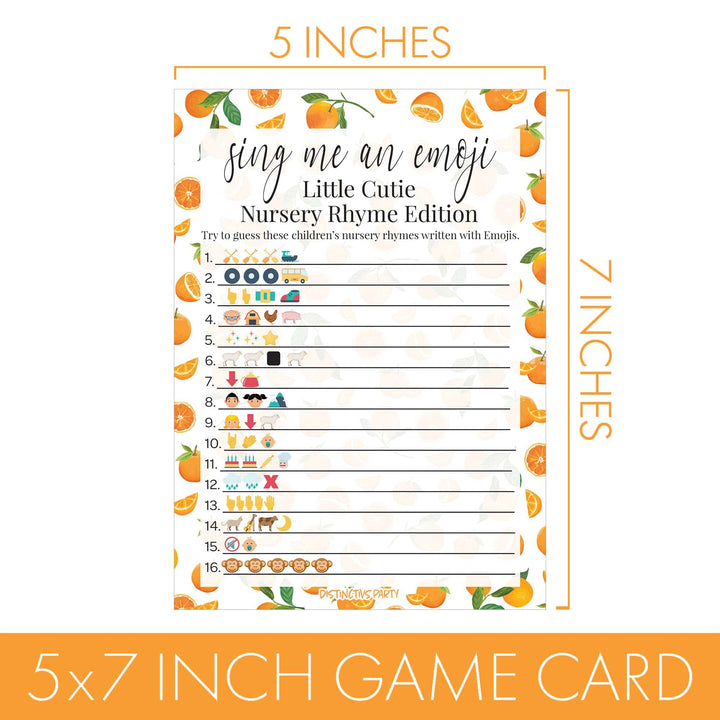 Little Cutie: Baby Shower Game - Guess the Nursery Rhyme Emoji Game Cards - 20 count - Distinctivs Party