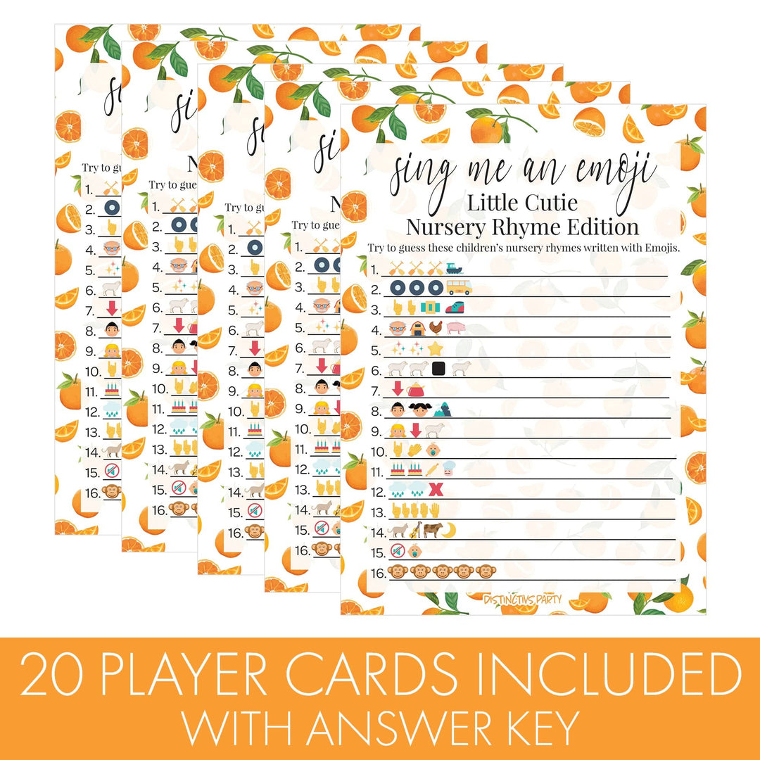 Little Cutie: Baby Shower Game - Guess the Nursery Rhyme Emoji Game Cards - 20 count - Distinctivs Party
