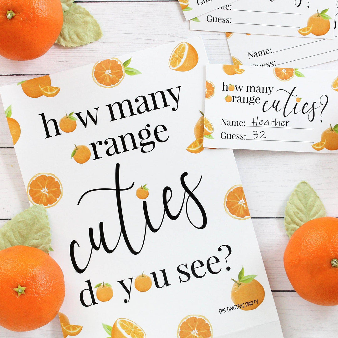Little Cutie: Baby Shower Game - How Many Orange Cuties Do You See? - Distinctivs Party