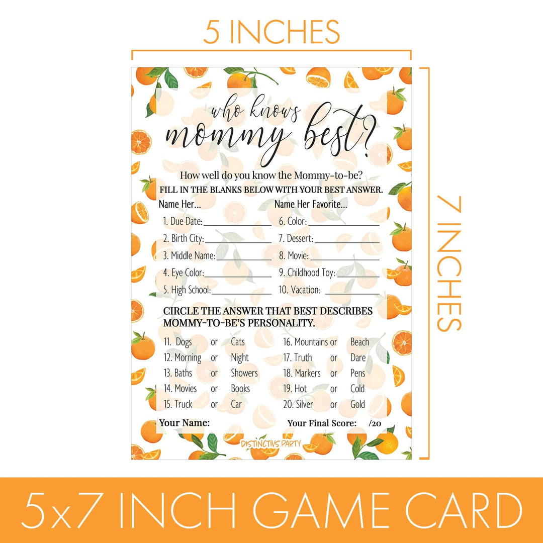 Little Cutie: Baby Shower Game - Who Knows Mommy Best Game Cards  -20 count - Distinctivs Party