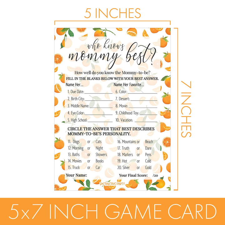 Little Cutie: Baby Shower Game - Who Knows Mommy Best Game Cards  -20 count - Distinctivs Party