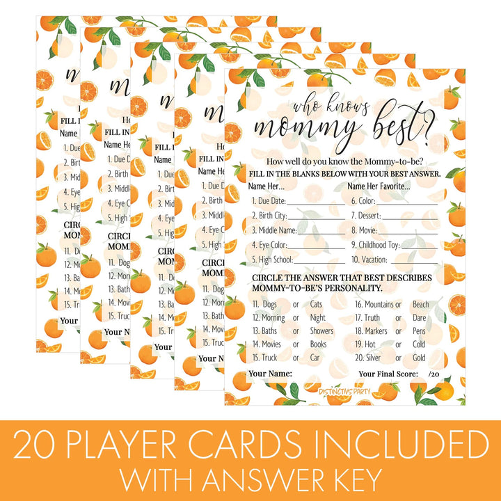 Little Cutie: Baby Shower Game - Who Knows Mommy Best Game Cards  -20 count - Distinctivs Party