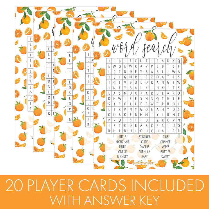 Little Cutie: Baby Shower Game: Word Search - 20 Cards - Distinctivs Party