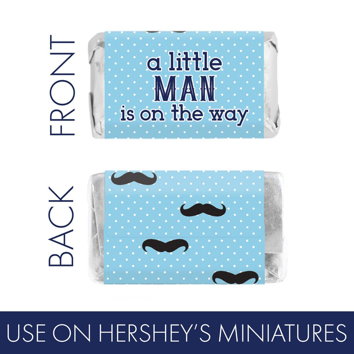 Little Man: Baby Shower - Mini Candy Bar Stickers - Boy, Bowtie - 45 Stickers - Distinctivs Party