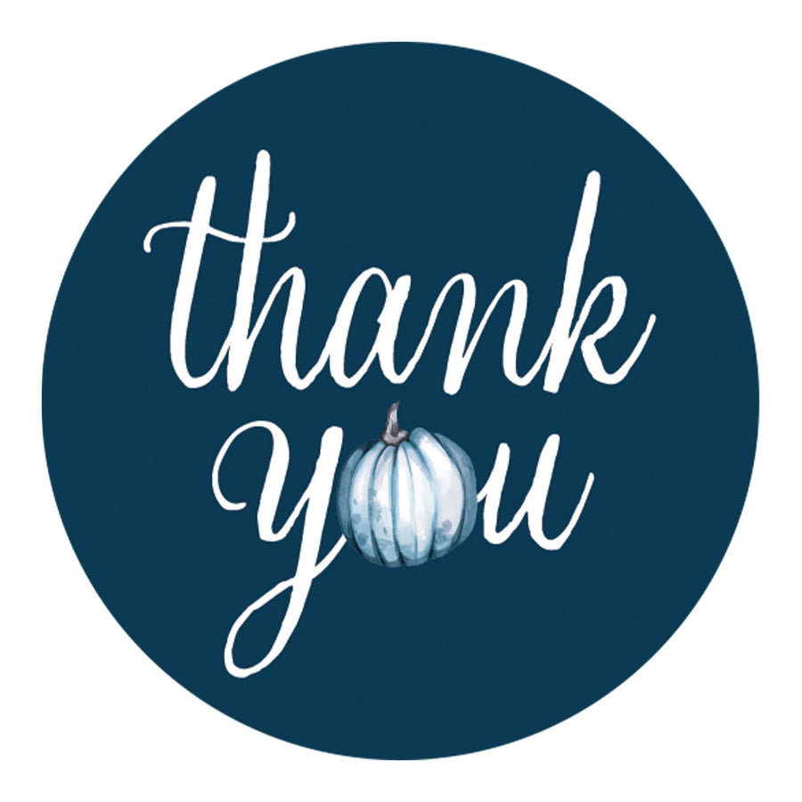Little Pumpkin: Blue - Boy Baby Shower - Thank You Stickers - 40 Stickers - Distinctivs Party