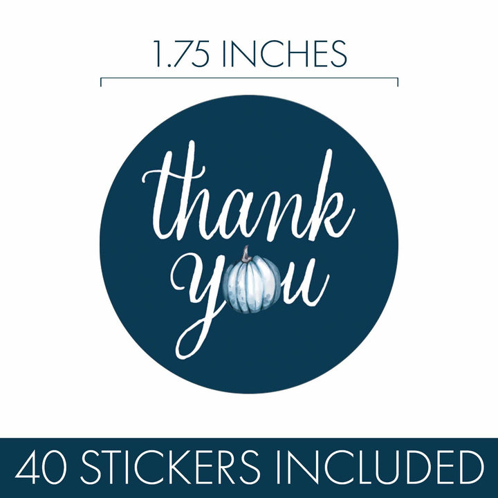 Little Pumpkin: Blue - Boy Baby Shower - Thank You Stickers - 40 Stickers - Distinctivs Party