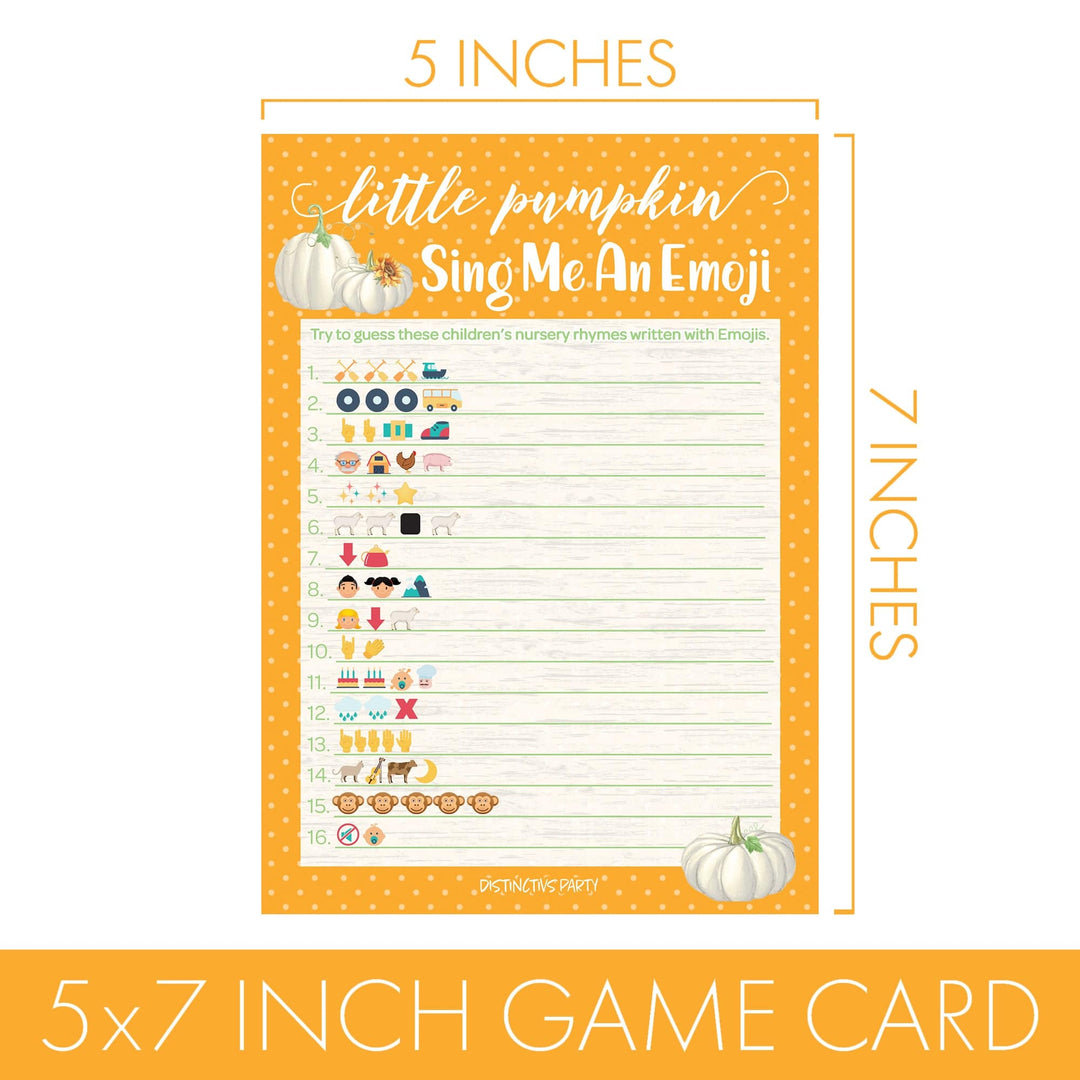 Little Pumpkin: Orange -  Baby Shower Game - Price is Right and Emoji Party Activity - Two Game Bundle - 20 Dual Sided Cards - Distinctivs Party