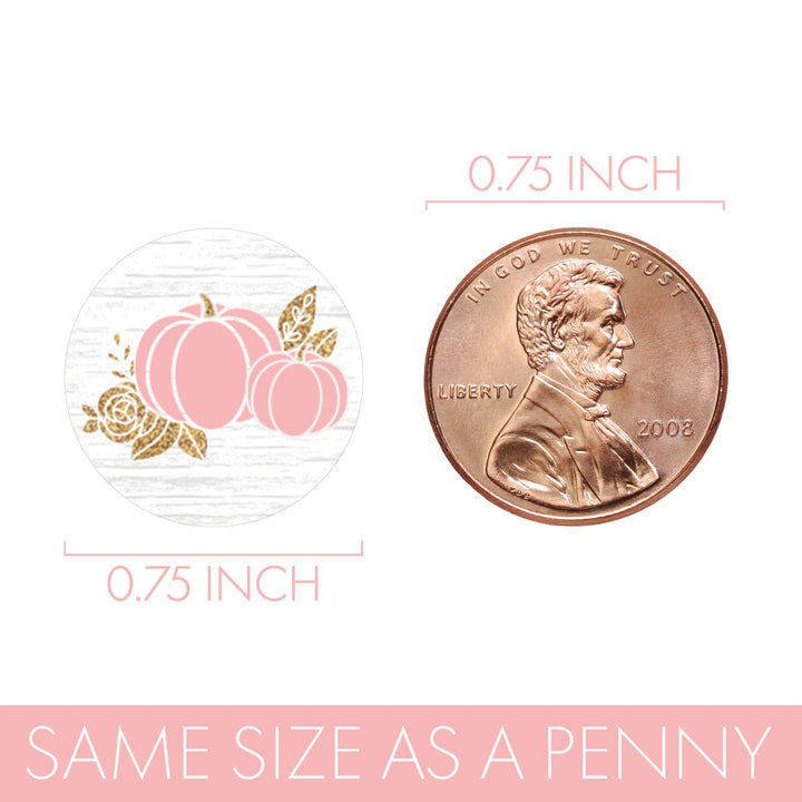 Little Pumpkin: Pink & Gold - Baby Shower - Party Favor Stickers-  Fits on Hershey's Kisses  Fall, Girl -180 Stickers - Distinctivs Party