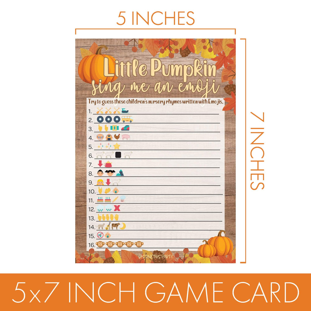 Little Pumpkin: Rustic Orange - Baby Shower Game - Sing the Emoji  - 20 count - Distinctivs Party