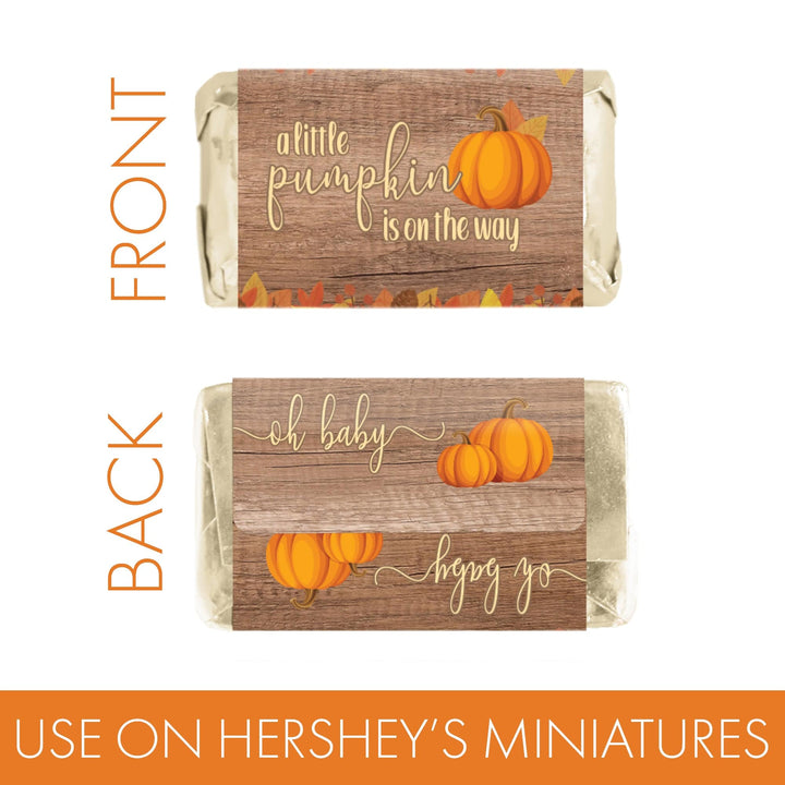 Little Pumpkin: Rustic Orange - Baby Shower - Mini Candy Bar Labels - 45 Stickers - Distinctivs Party
