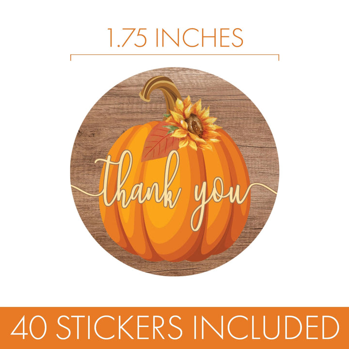 Little Pumpkin: Rustic Orange - Baby Shower -  Thank You Stickers - 40 Stickers - Distinctivs Party