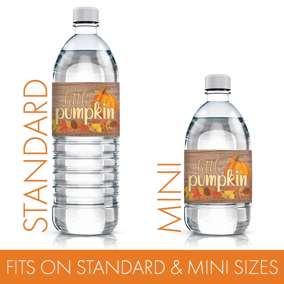 Little Pumpkin: Rustic Orange - Baby Shower - Water Bottle Labels - 24 Stickers - Distinctivs Party